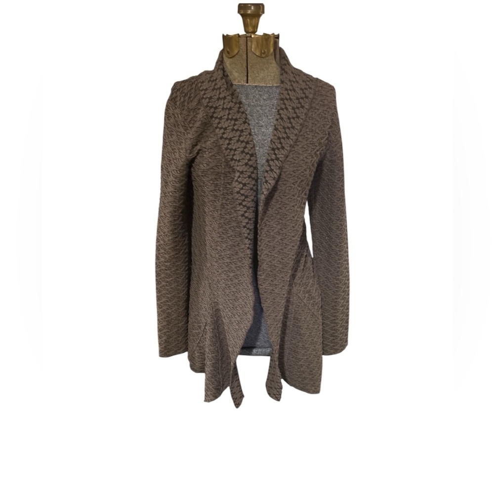 Open-Front Textured Knit Cardigan - Brown no tag